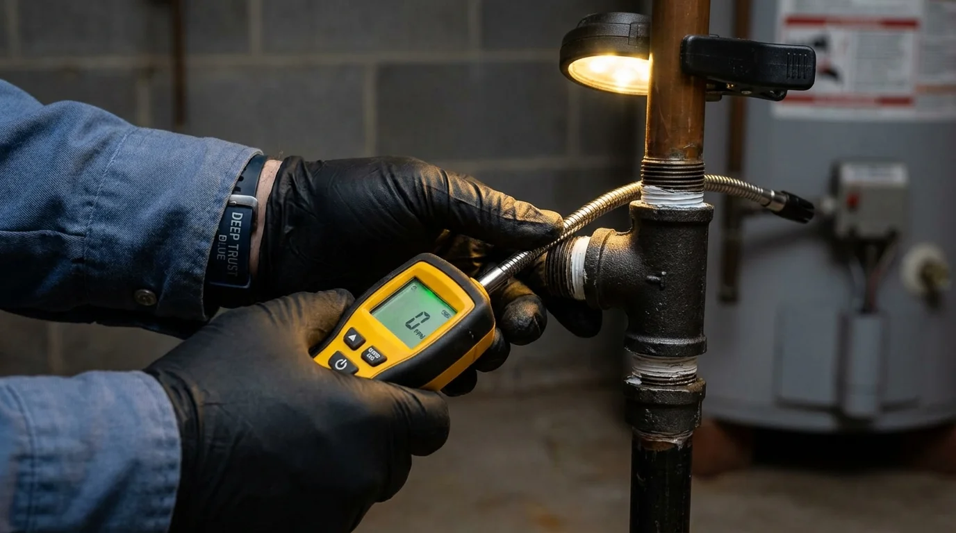 Gas leak detection with electronic sniffer by Johns Plumbing LLC in Minoa